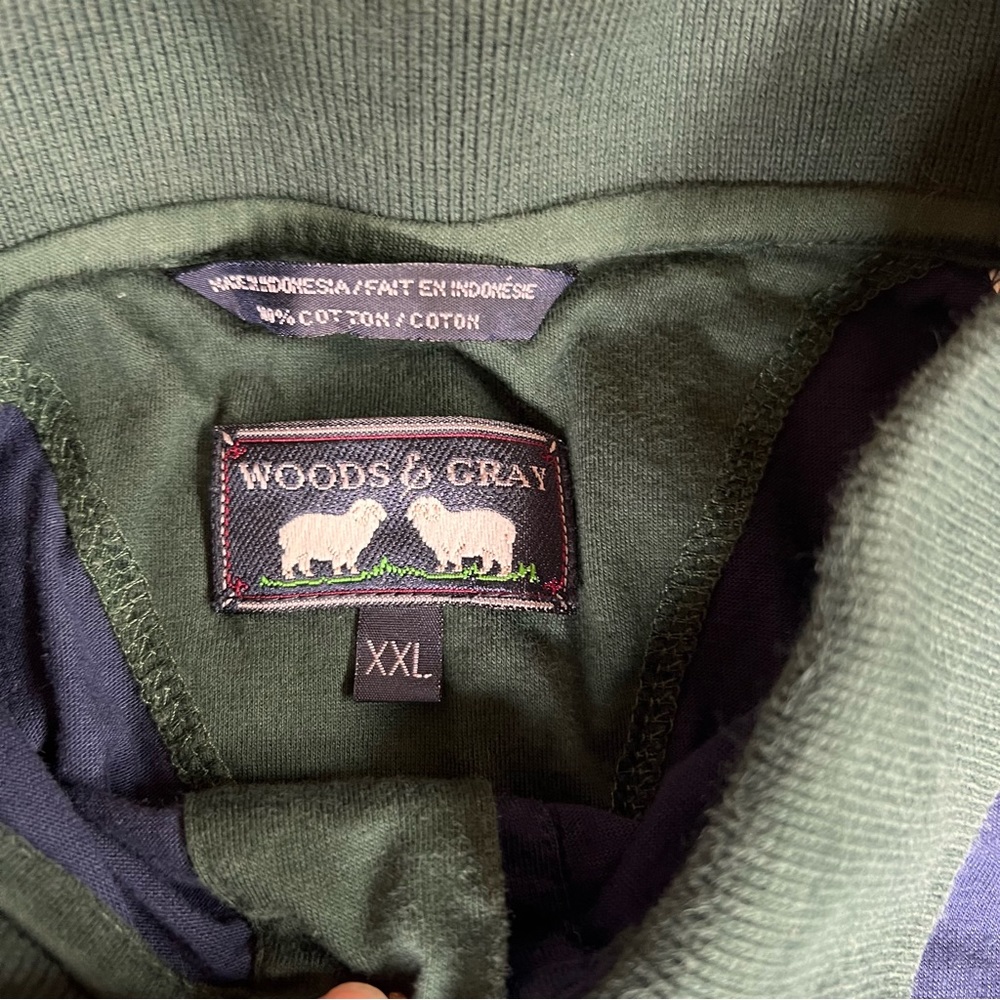 Golf Men’s Polo XXL Shirt Navy Blue Woods & Gray Embroidered Emblem Green Collar - Picture 2 of 6